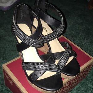 Black studded wedges